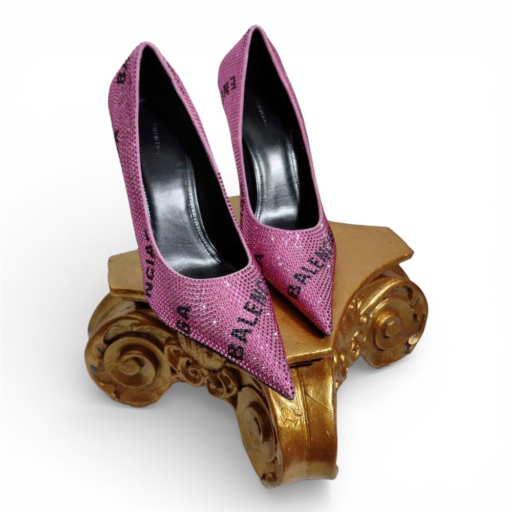 Balenciaga Womens Square Knife Embellished Pink Pumps Size EU 37 (0589) - Picture 10 of 16